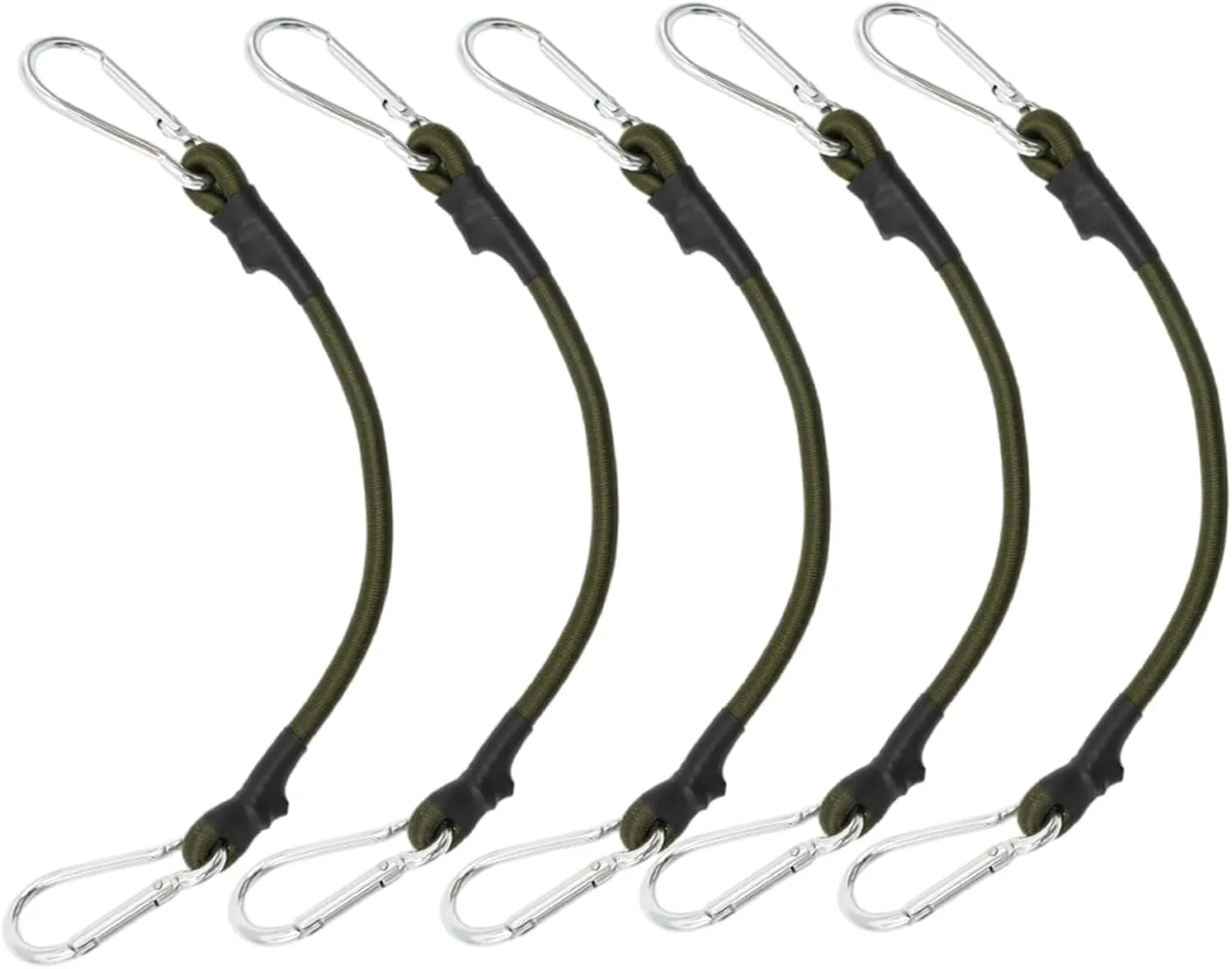 Set of 5 Tensioning Strap with Carabiner Bungee Rope Expander with Hook in 4 Size Rubber Tensioner with Carabiner Hook