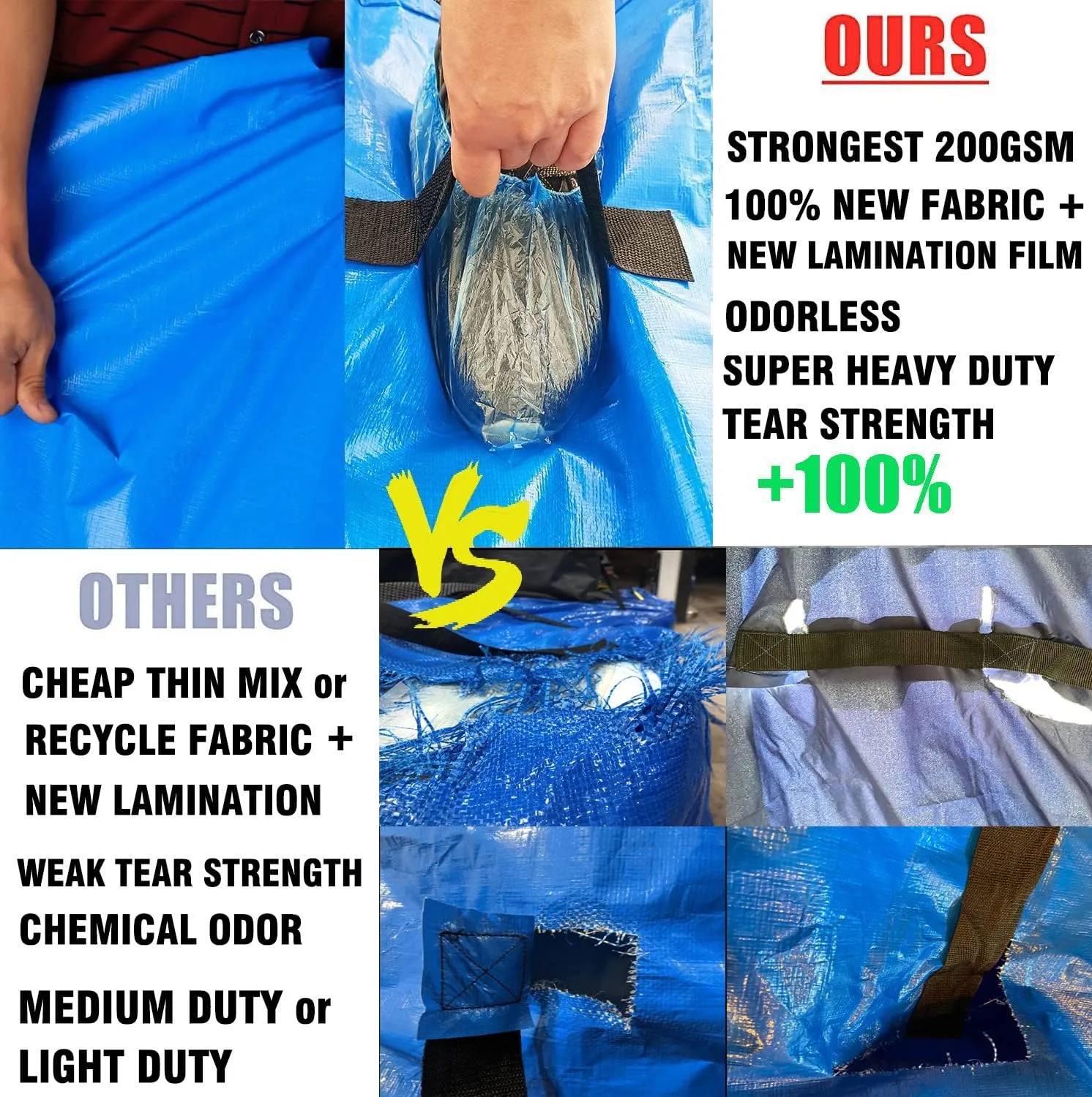 SGPAC Heavy Duty Mattress Bags for Moving and Storage - Extra Thick King Mattress Cover With Reinforced Handles and Zipper - Made of New Material, Pack of 2