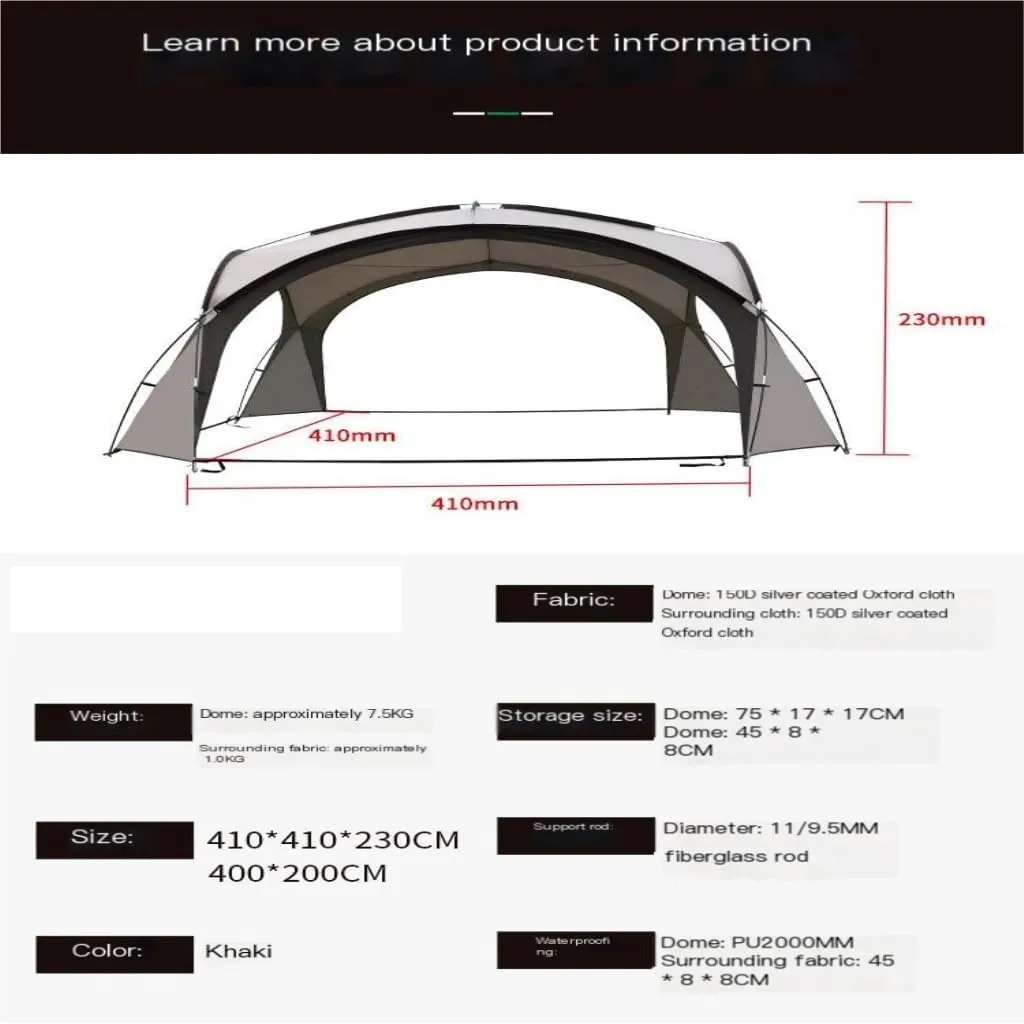 Shade Cloths Outdoor Canopy Camping Sun-Proof, Rain-Proof and UV-Proof Tent Picnic Portable Canopy Tent Outdoor Pergola Shade Sails