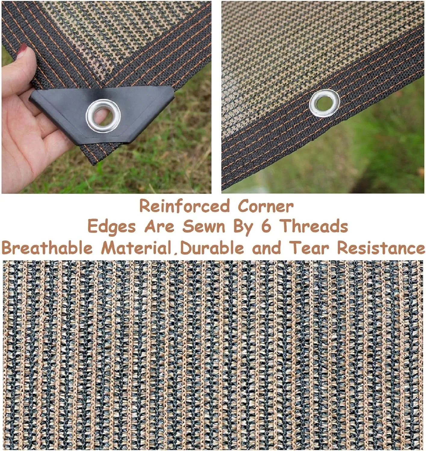 Shade Sail Sun Shade Cloth 6'6"x9'9" Rectangle Outdoor Canopy Outside Sunshade Awning Cover Privacy Screen Net UV Block for Patio Pergola Gazebo Porch Backyard Lawn Garden Outdoor Activities