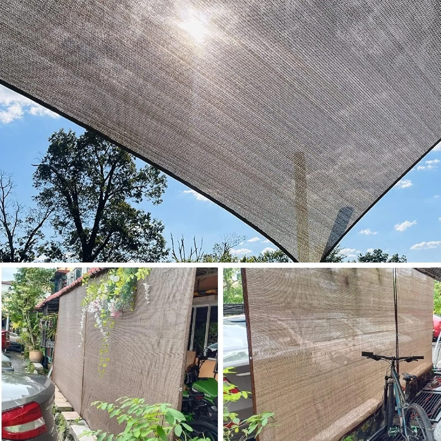 Shade Sail Sun Shade Cloth 6'6"x9'9" Rectangle Outdoor Canopy Outside Sunshade Awning Cover Privacy Screen Net UV Block for Patio Pergola Gazebo Porch Backyard Lawn Garden Outdoor Activities