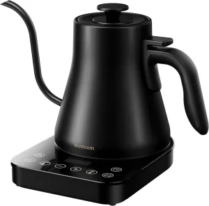 SHARDOR Gooseneck Electric Kettle with 1-Degree Precision Temperature Control, Electric Kettle with LED Touchscreen, Gooseneck Kettle with Brew Stopwatch, for Pour Over Coffee, 40.6OZ, Black