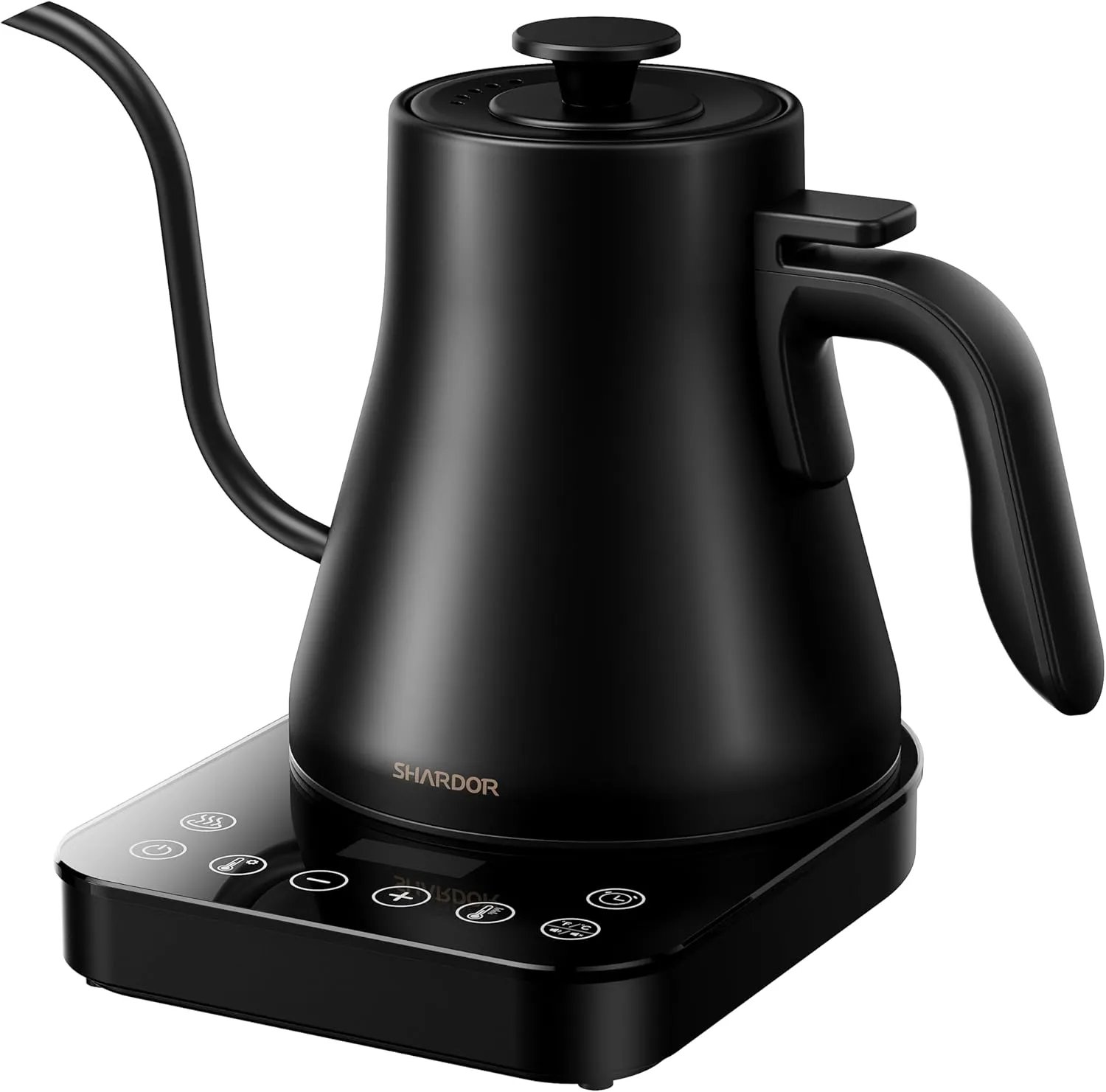 SHARDOR Gooseneck Electric Kettle with 1-Degree Precision Temperature Control, Electric Kettle with LED Touchscreen, Gooseneck Kettle with Brew Stopwatch, for Pour Over Coffee, 40.6OZ, Black