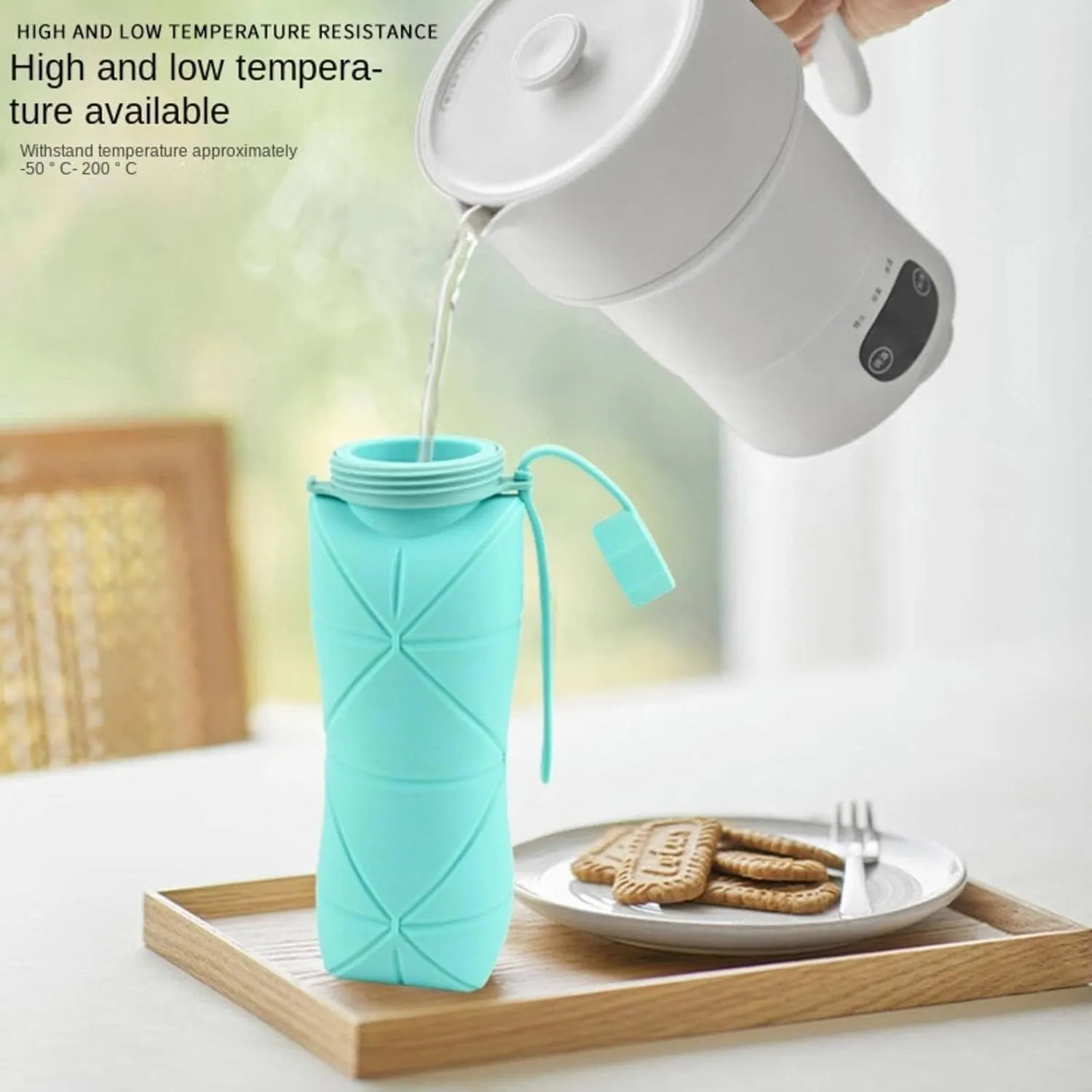 Silicone Folding Cups Portable Outdoor Sports Cup Travel Coffee Cup Drop-Resistant Silicone Water Bottle
