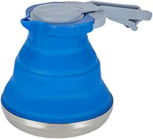 Silicone Folding Kettle 1500ml Portable Foldable Camping Kettle Tea Coffee Water Pot Dark Blue ~