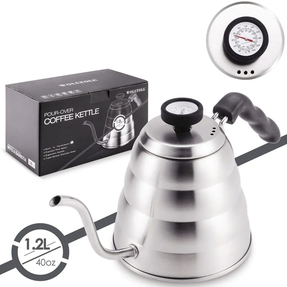Silver Coffee Kettle with Thermometer