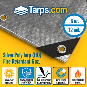 Silver Heavy Duty Poly Tarps - Fire Retardant