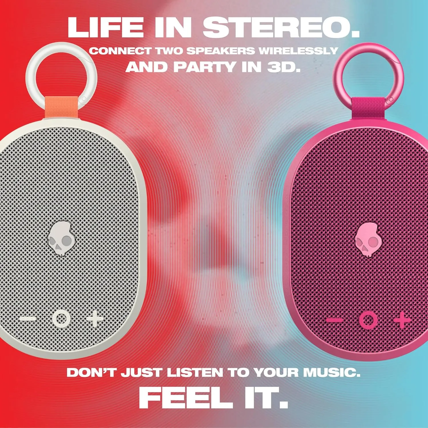 Skullcandy Kilo Wireless Bluetooth Speaker - IPX7 Waterproof Mini Bluetooth Speaker with 24 Hour Battery, Downward Firing Passive Radiator, and True Wireless Pairing - Perfect for Outdoor