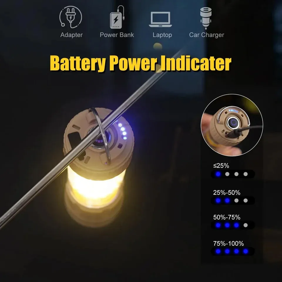 Skywolfeye LED Camping Flashlight Rechargable Hanging Tent Light Atmosphere Lamp Multifunction Emergency Torch5 Modes