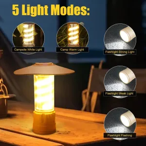 Skywolfeye LED Camping Flashlight Rechargable Hanging Tent Light Atmosphere Lamp Multifunction Emergency Torch5 Modes