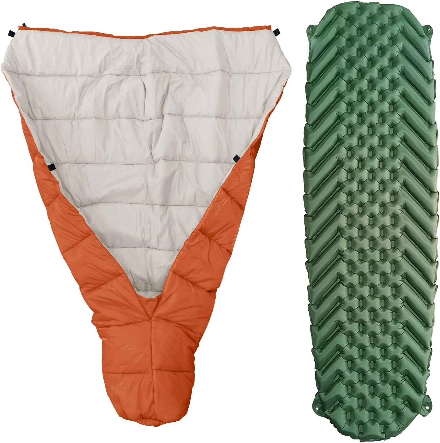 Sleeping Bag Topquilt with Inflatable Sleeping Pad, Warm Insulation Sleeping Quilt for Backpacking, Camping and Hiking