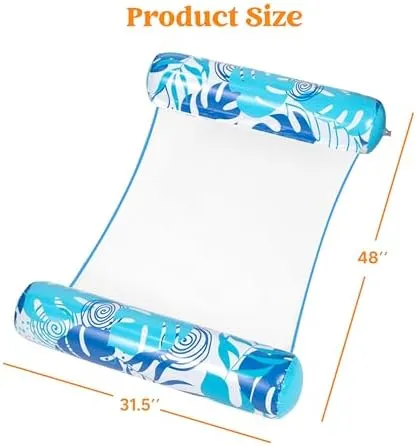 SLOOSH 2 Packs Hammock Pool Floats Adults, 4-in-1 Multi-Purpose Inflatable Pool Floats PVC Water Hammock Lounge Floaties