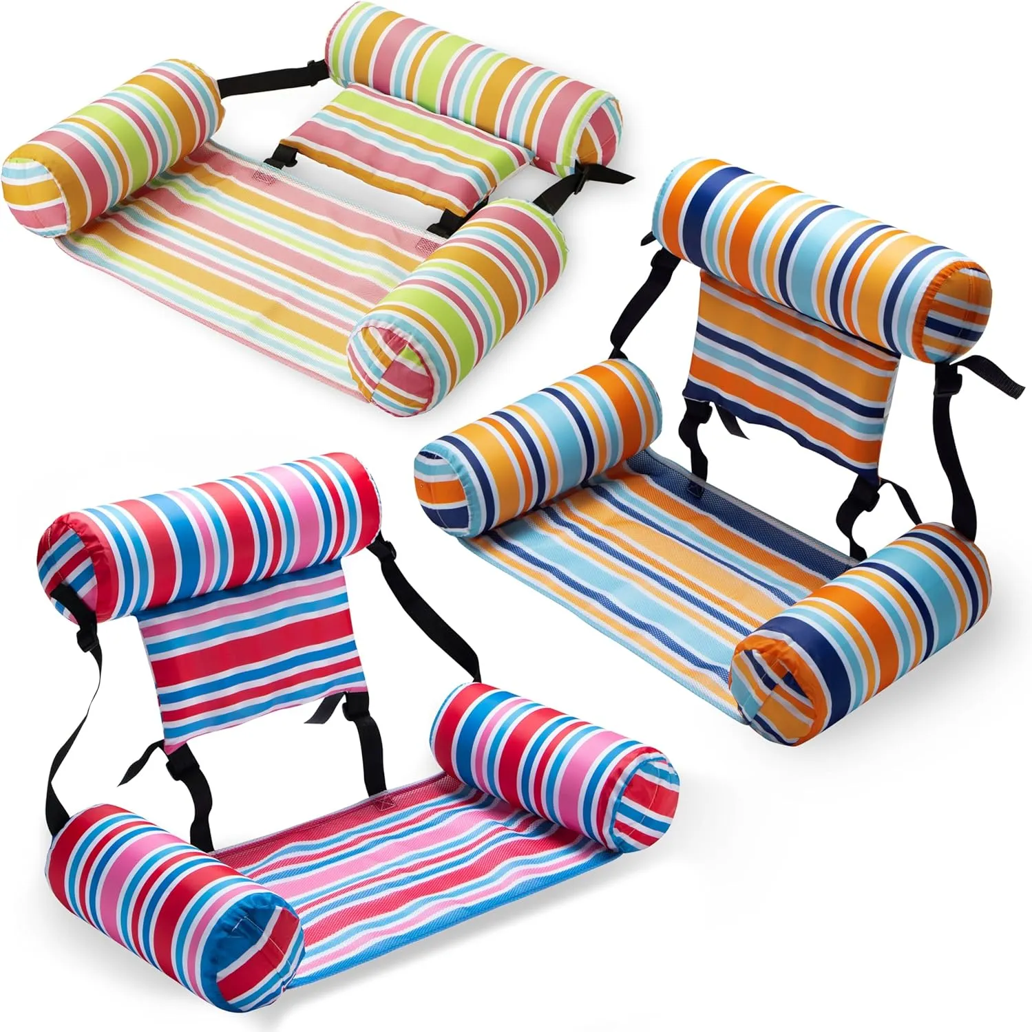 Sloosh Inflatable Lounge Chairs - 3 Pack Adult Pool Floats for Summer Fun