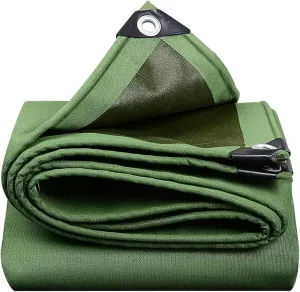 Small Multipurpose Cover, Green 600g/m² Heavy Duty Canvas Tarp with Grommets for Outdoor Camping,Car Furniture Ground Multipurpose Sheet Covers(1x2m)