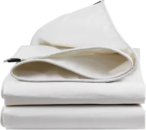 Small Multipurpose Cover, Heavy Duty White Canvas Tarp Sheet with Reinforced Grommets, Multipurpose Cover for Outdoor Ground Car Furniture(1.5x2m)