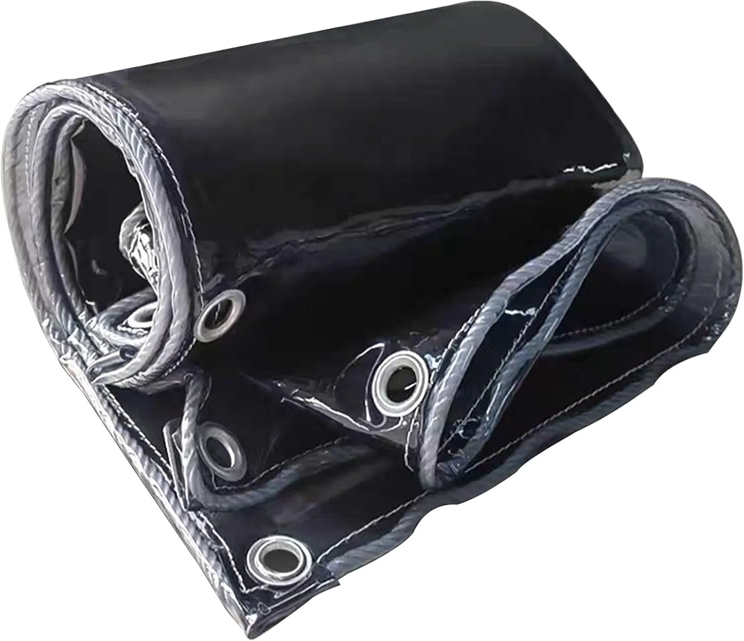 Small Multipurpose Cover, PVC Clear Heavy Duty Cover Transparent Tarp Sheet with Grommets and Reinforced Edges for Multipurpose Outdoor Use, Black Translucent(1.5x1.8m)