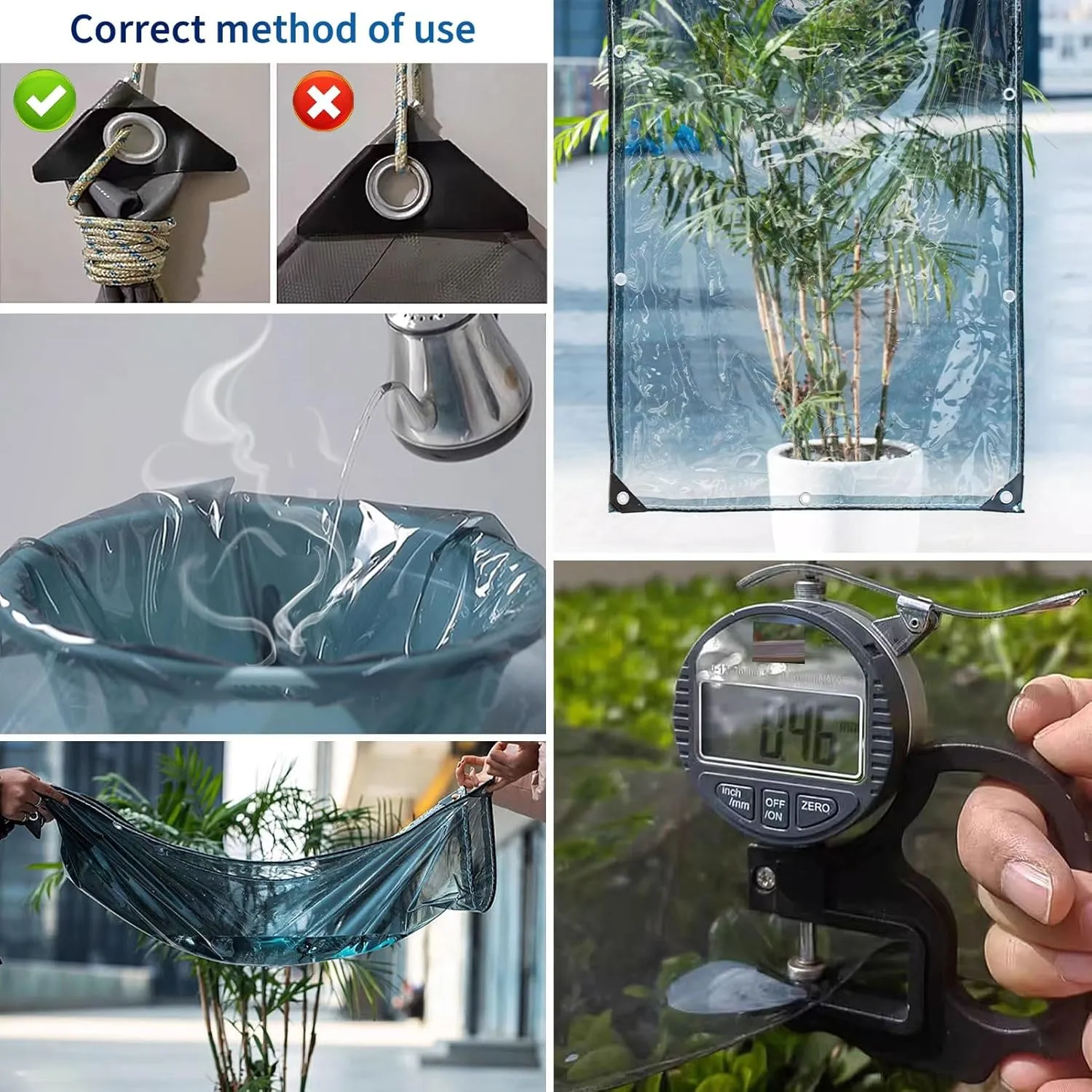 Small Multipurpose Cover, PVC Clear Heavy Duty Cover Transparent Tarp Sheet with Grommets and Reinforced Edges for Multipurpose Outdoor Use, Black Translucent(1.5x1.8m)