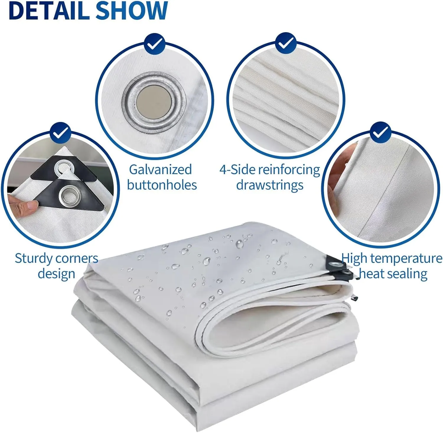 Small Multipurpose Cover, Thicken Canvas Heavy Duty 600g/m² with Metal Grommets, White Tarp Sheet Cover for Multipurpose Outdoor Use(3x7m)