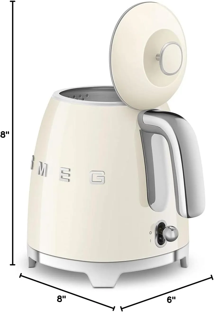SMEG Mini 50's Retro Style 3 Cup Electric Kettle with Double Wall Anti Slip Base and Water Level Indicator (Cream)