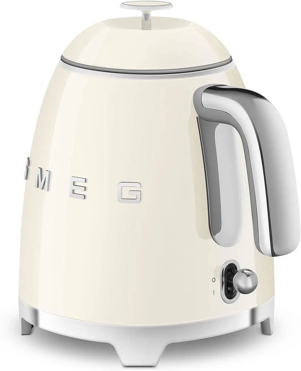 SMEG Mini 50's Retro Style 3 Cup Electric Kettle with Double Wall Anti Slip Base and Water Level Indicator (Cream)