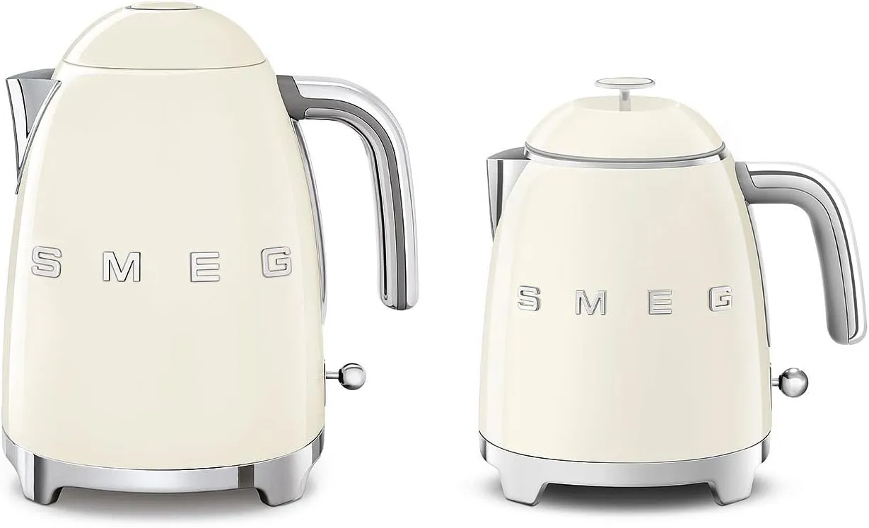 SMEG Mini 50's Retro Style 3 Cup Electric Kettle with Double Wall Anti Slip Base and Water Level Indicator (Cream)