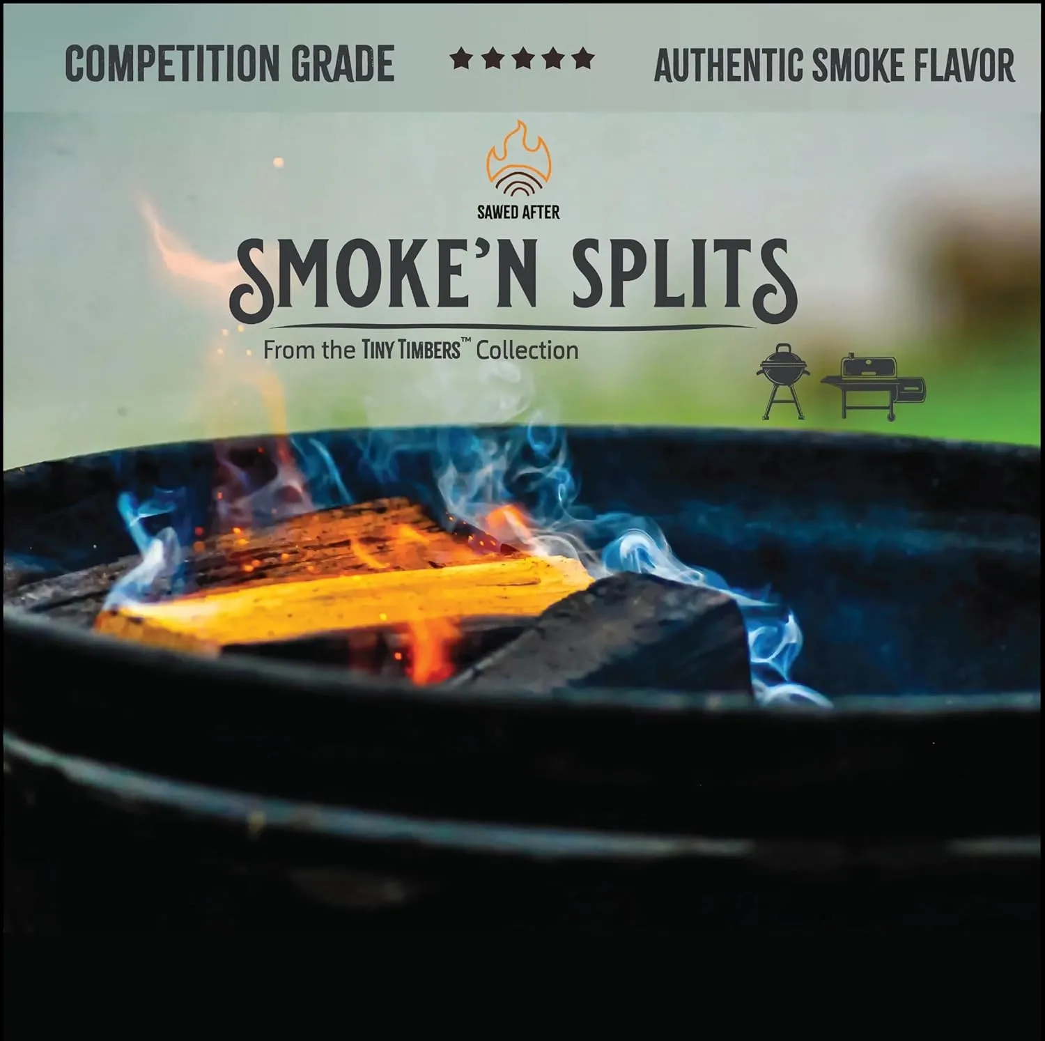 Smoke'n Splits by Tiny Timbers USDA Grade Kiln Dried Hardwood Cooking Chunks for Smokers & BBQ Grills | 5" Short Splits | USA Sourced | 6 lb. | 400  cu. in. | Apple Wood
