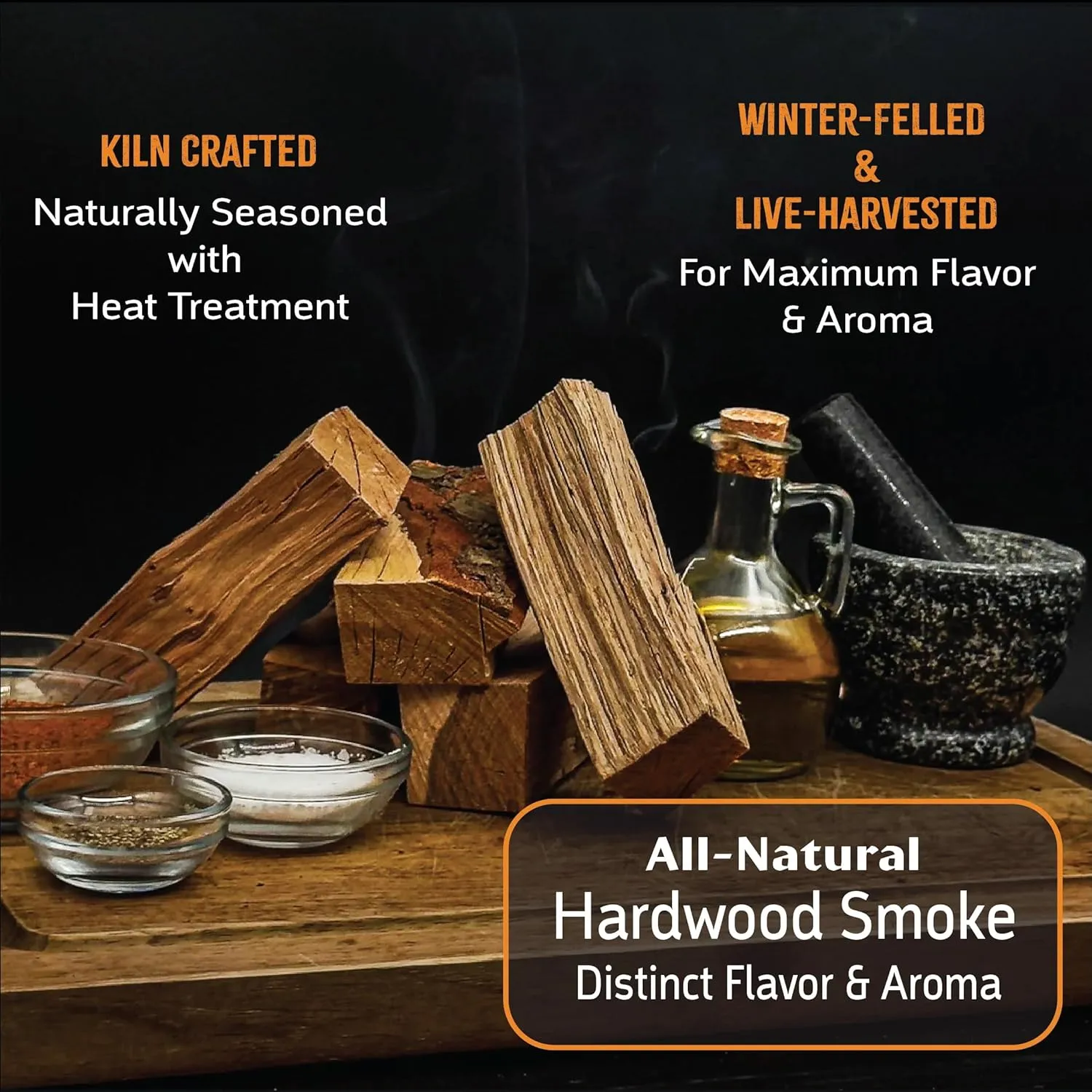 Smoke'n Splits by Tiny Timbers USDA Grade Kiln Dried Hardwood Cooking Chunks for Smokers & BBQ Grills | 5" Short Splits | USA Sourced | 6 lb. | 400  cu. in. | Apple Wood