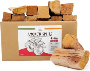 Smoke'n Splits by Tiny Timbers USDA Grade Kiln Dried Hardwood Cooking Chunks for Smokers & BBQ Grills | 5" Short Splits | USA Sourced | 6 lb. | 400  cu. in. | Apple Wood