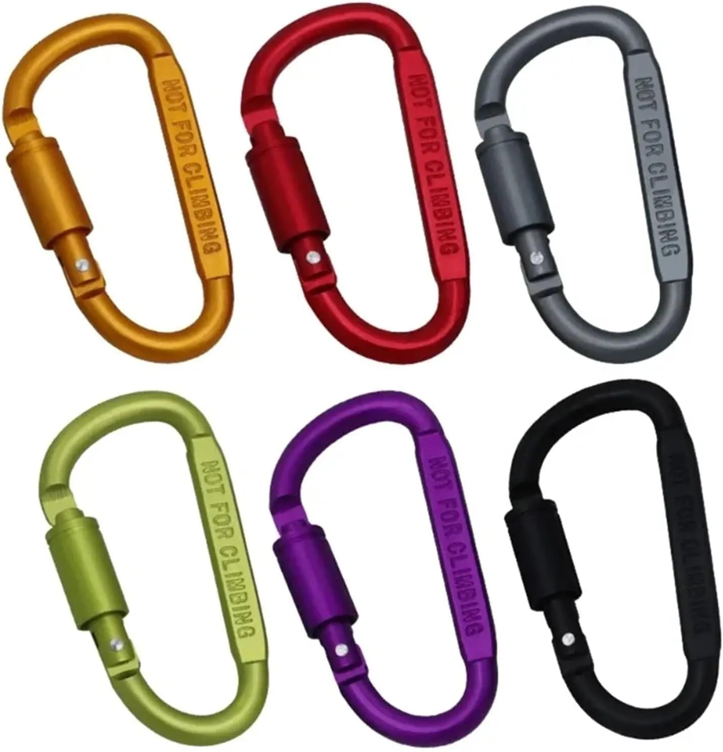 Snaps 10Pcs Aluminum Locking D-Shape Climbing Carabiner Hook self Locking Clip Outdoor Tools for Hiking,Fishing, Traveling for Keychains, Fishing and Outdoor Activitie