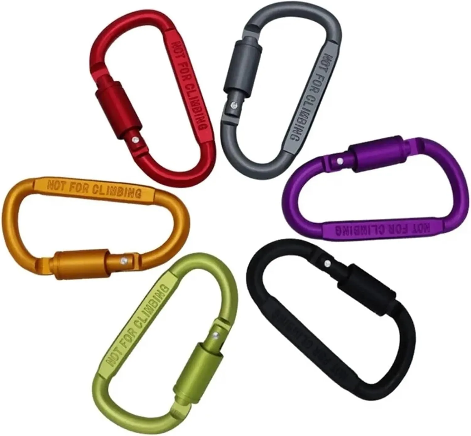 Snaps 10Pcs Aluminum Locking D-Shape Climbing Carabiner Hook self Locking Clip Outdoor Tools for Hiking,Fishing, Traveling for Keychains, Fishing and Outdoor Activitie