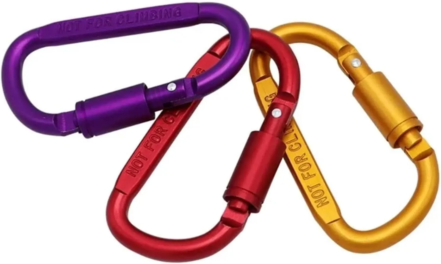 Snaps 10Pcs Aluminum Locking D-Shape Climbing Carabiner Hook self Locking Clip Outdoor Tools for Hiking,Fishing, Traveling for Keychains, Fishing and Outdoor Activitie