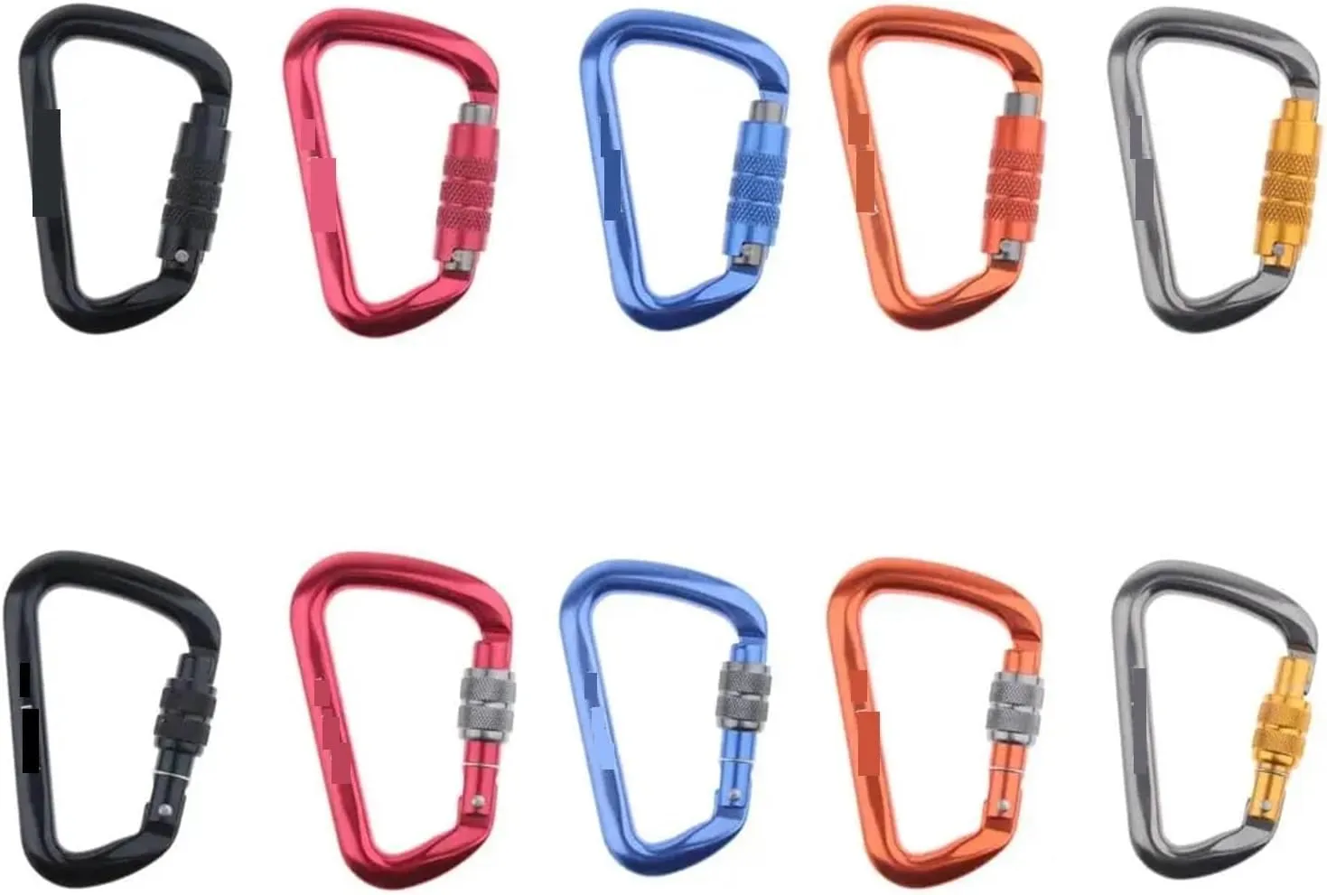 Snaps 5PCS 28KN Rock Climbing Mountaineering Rappelling Screw Lock Auto Lock Carabiner Outdoor Survial Tools for Keychains, Fishing and Outdoor Activitie