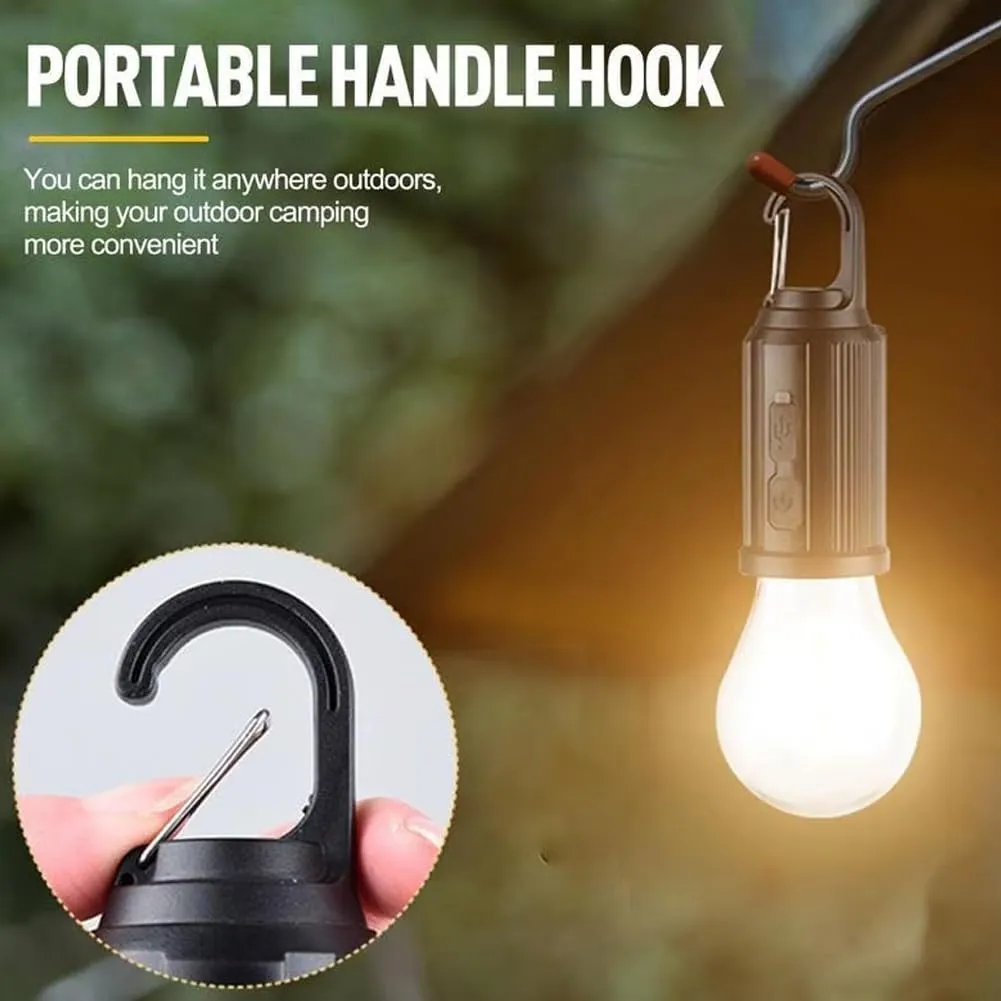 Solar Camp Bulbs, Rechargeable Hooked Camp Light Bulbs, Ipx4 Waterproof LED Tent Lights with 3 Modes, USB Charging Portable Outdoor for Camping Hiking Fishing Emergency(Combination C)