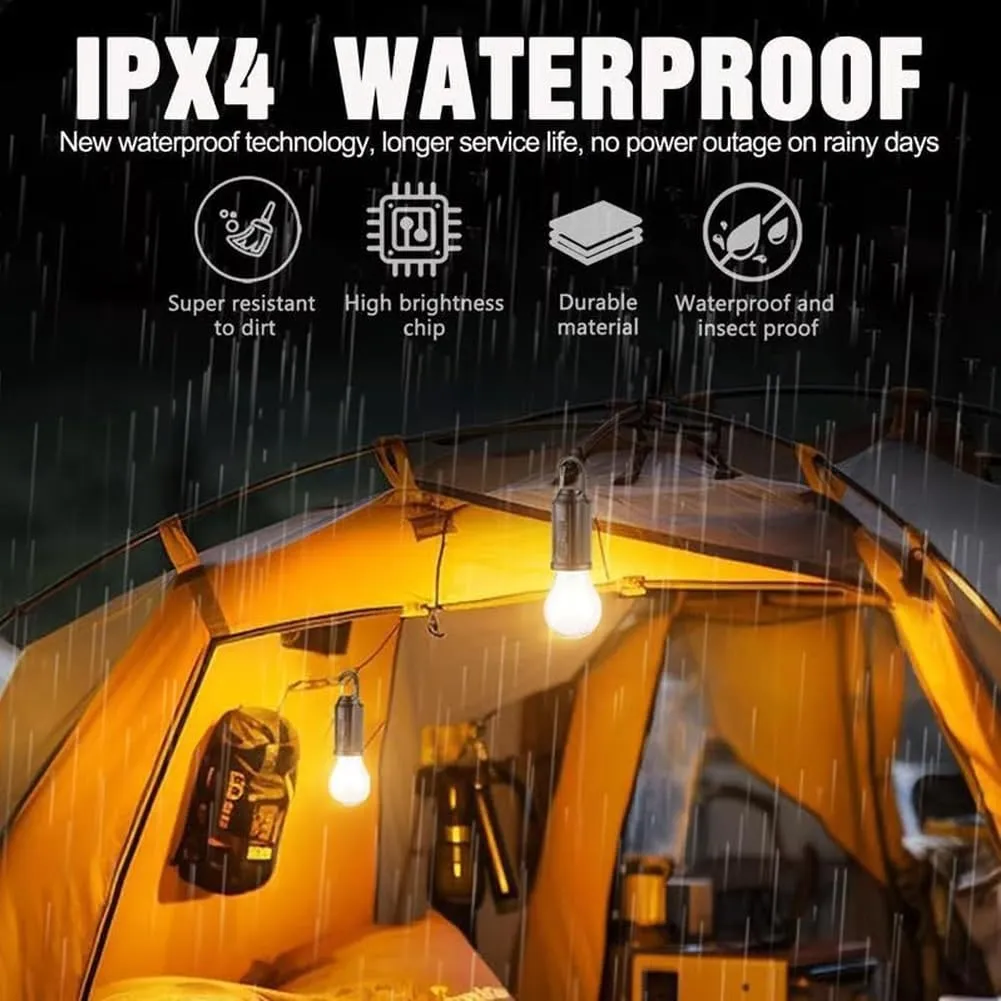 Solar Camp Bulbs, Rechargeable Hooked Camp Light Bulbs, Ipx4 Waterproof LED Tent Lights with 3 Modes, USB Charging Portable Outdoor for Camping Hiking Fishing Emergency(Combination C)