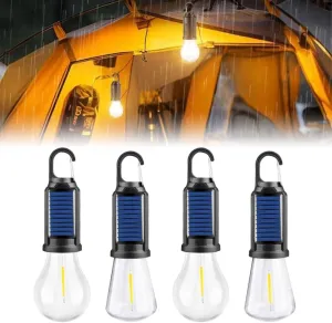 Solar Camp Bulbs, Rechargeable Hooked Camp Light Bulbs, Ipx4 Waterproof LED Tent Lights with 3 Modes, USB Charging Portable Outdoor for Camping Hiking Fishing Emergency(Combination C)