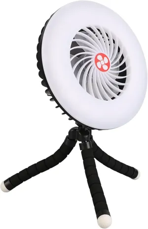 Solar Fan Lamp with 1200Mah Rechargeable Battery, Camping Fan LED Lantern, Outdoor Tent Fan with Tripod, Portable Solar LED Fan for Indoor Outdoor Hiking Camping