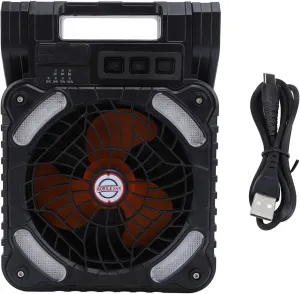 Solar Fan, Portable Camping Fan Rechargeable Battery Operated Tent Camp Fan with Solar Panel Led Lantern for Outdoor Picnic Hurricane Fishing Worksite (Black)