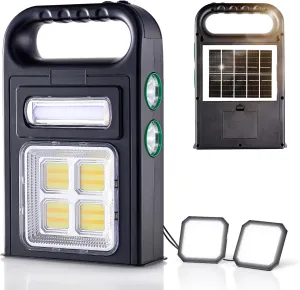 Solar Flashlight with USB Cable，6 Modes Solar LED Camping Light Rechargeable，8000LM Super Bright Emergency Light，IP67 Waterproof, Handheld Spotlight，Multifunctional LED Searchlight for Emergency