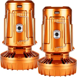 Solar Led Lantern with Fan, USB Rechargeable Tent Light, Waterproof Foldable Design, Ideal for Hiking and Camping