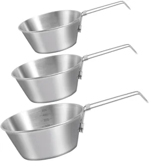 Sosoport Collapsible Camping Bowl Utensil Set Stainless Steel Multi-use Food Bowl with Folding Handle