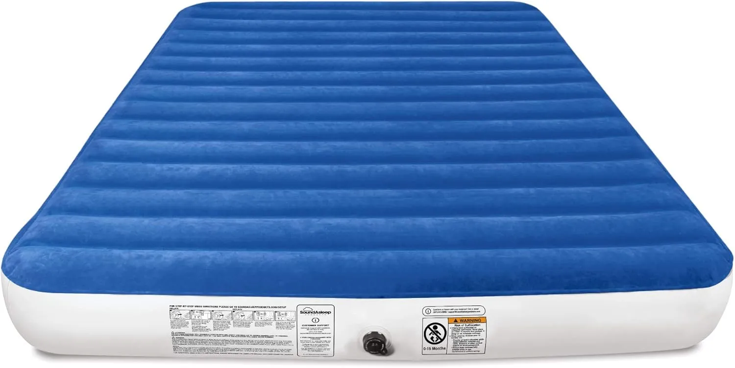 SoundAsleep Camping Series Air Mattress with Eco-Friendly PVC - Included Rechargeable Air Pump - Queen Size