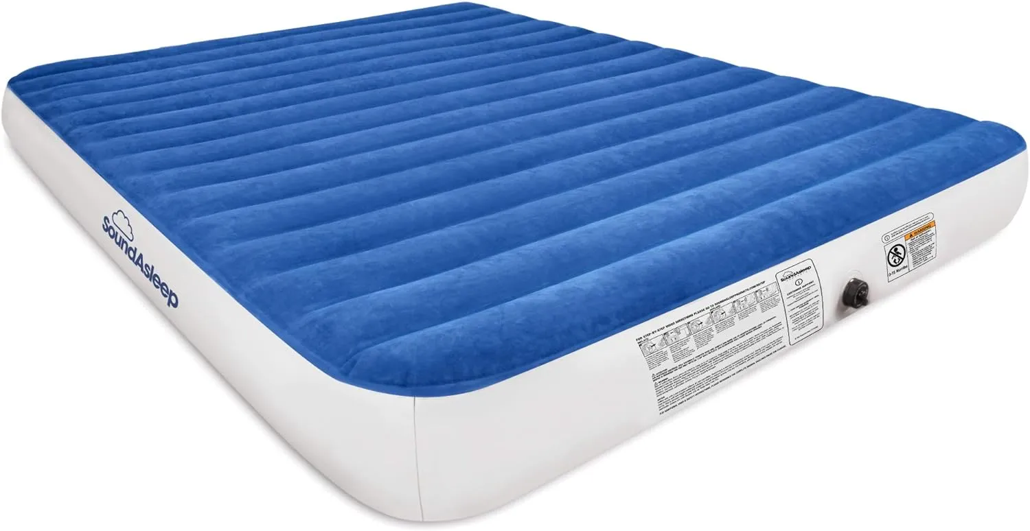 SoundAsleep Camping Series Air Mattress with Eco-Friendly PVC - Included Rechargeable Air Pump - Queen Size