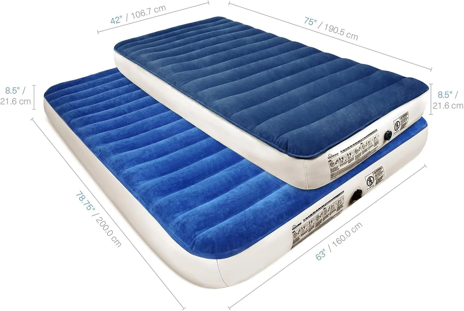 SoundAsleep Camping Series Air Mattress with Eco-Friendly PVC - Included Rechargeable Air Pump - Twin Size