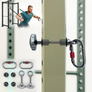 Squat Rack Attachments for Strength Training Equipment | Attachments for Power Cages & Squat Racks | Fits 2"x2" & 3"x3" Frames (1/2" & 1" Holes) | Ideal for Resistance Bands & TRX Training