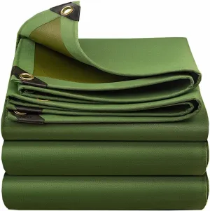 SRHIMEOS 3' x 26' Heavy Duty Green Canvas Tarp, Waterproof Camping Tarps Cover with Rustproof Grommets, 30 Mil Thickness Tarpaulin for Outdoor Pool, UV Blocking and Tear Resistant