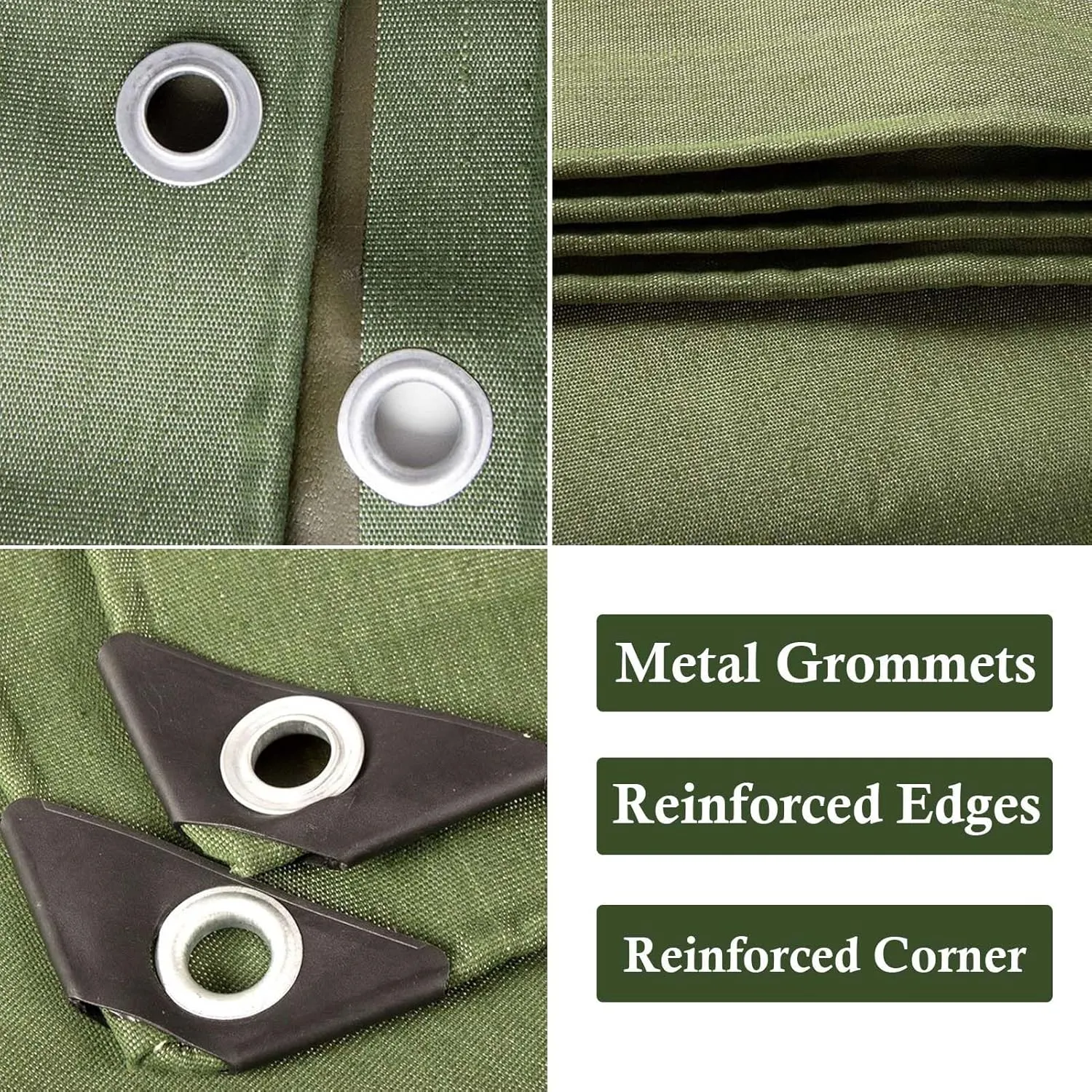 SRHIMEOS 3' x 26' Heavy Duty Green Canvas Tarp, Waterproof Camping Tarps Cover with Rustproof Grommets, 30 Mil Thickness Tarpaulin for Outdoor Pool, UV Blocking and Tear Resistant