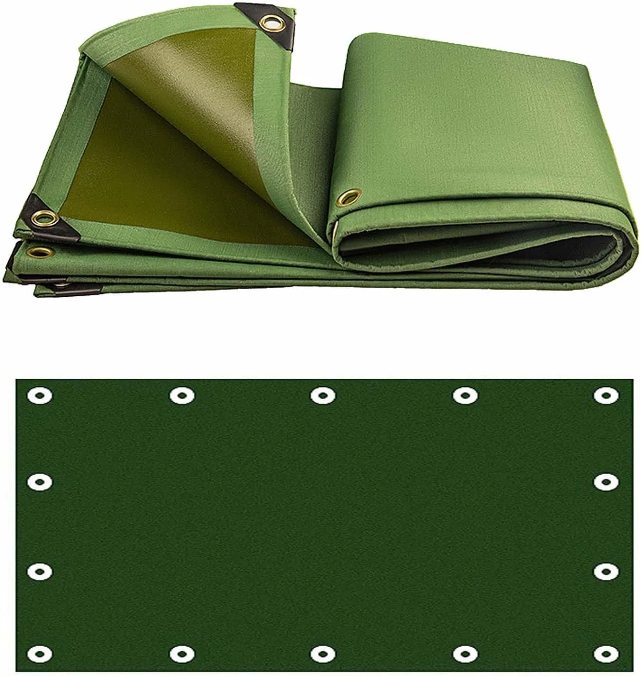 SRHIMEOS 3' x 26' Heavy Duty Green Canvas Tarp, Waterproof Camping Tarps Cover with Rustproof Grommets, 30 Mil Thickness Tarpaulin for Outdoor Pool, UV Blocking and Tear Resistant