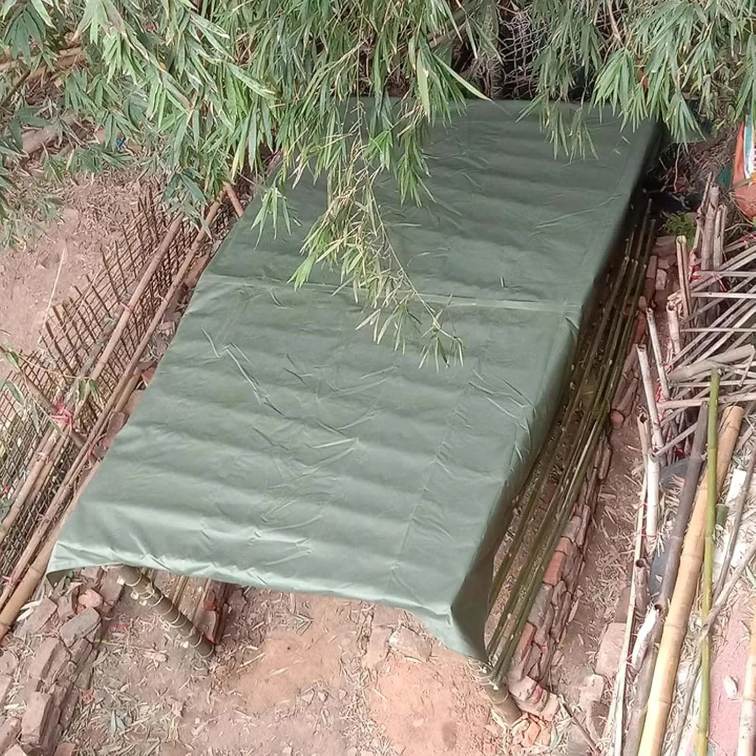 SRHIMEOS 3' x 26' Heavy Duty Green Canvas Tarp, Waterproof Camping Tarps Cover with Rustproof Grommets, 30 Mil Thickness Tarpaulin for Outdoor Pool, UV Blocking and Tear Resistant