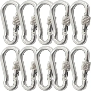 Stainless Heavy Duty M5M8M10M12 Locking Carabiner Snap Hooks with Screw Nut Connector Chains Links Hardware Fasteners