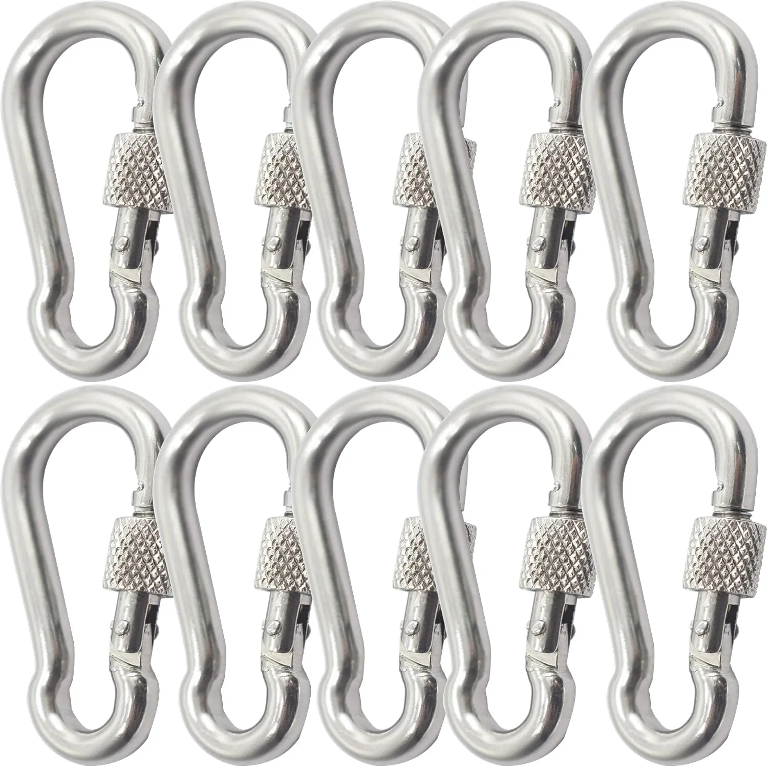 Stainless Heavy Duty M5M8M10M12 Locking Carabiner Snap Hooks with Screw Nut Connector Chains Links Hardware Fasteners